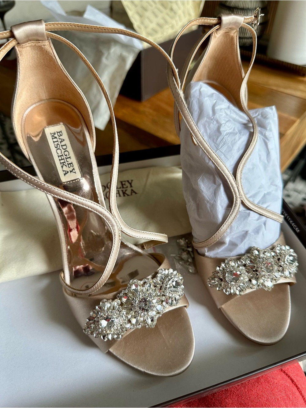 Badgley Mischka satin wedding heels